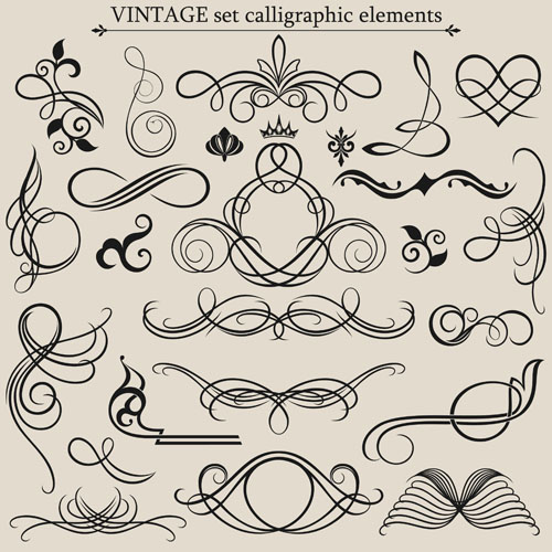 decorative elements templates black white symmetric curves shapes