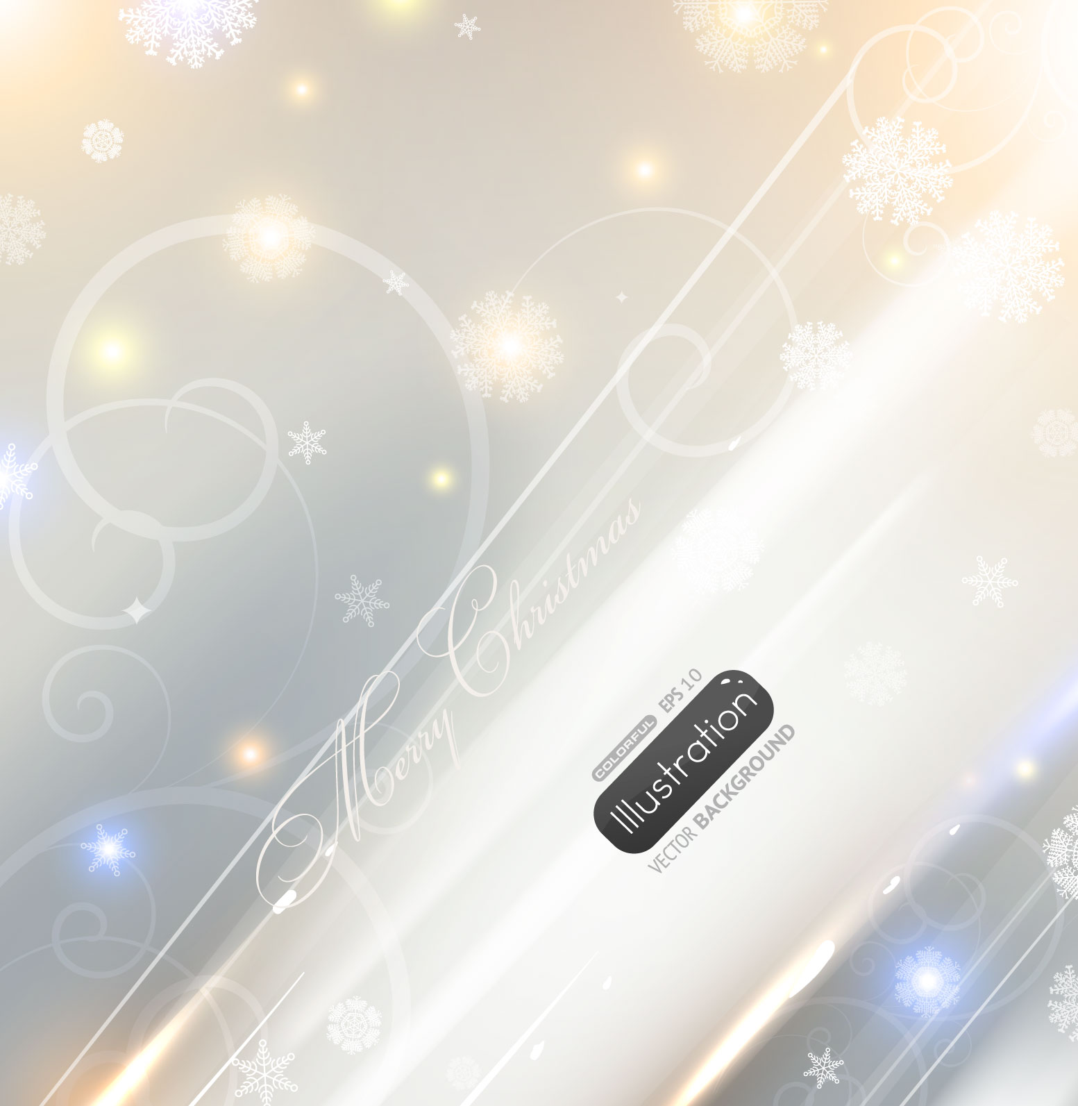 christmas background template elegant light effect snowflakes curves