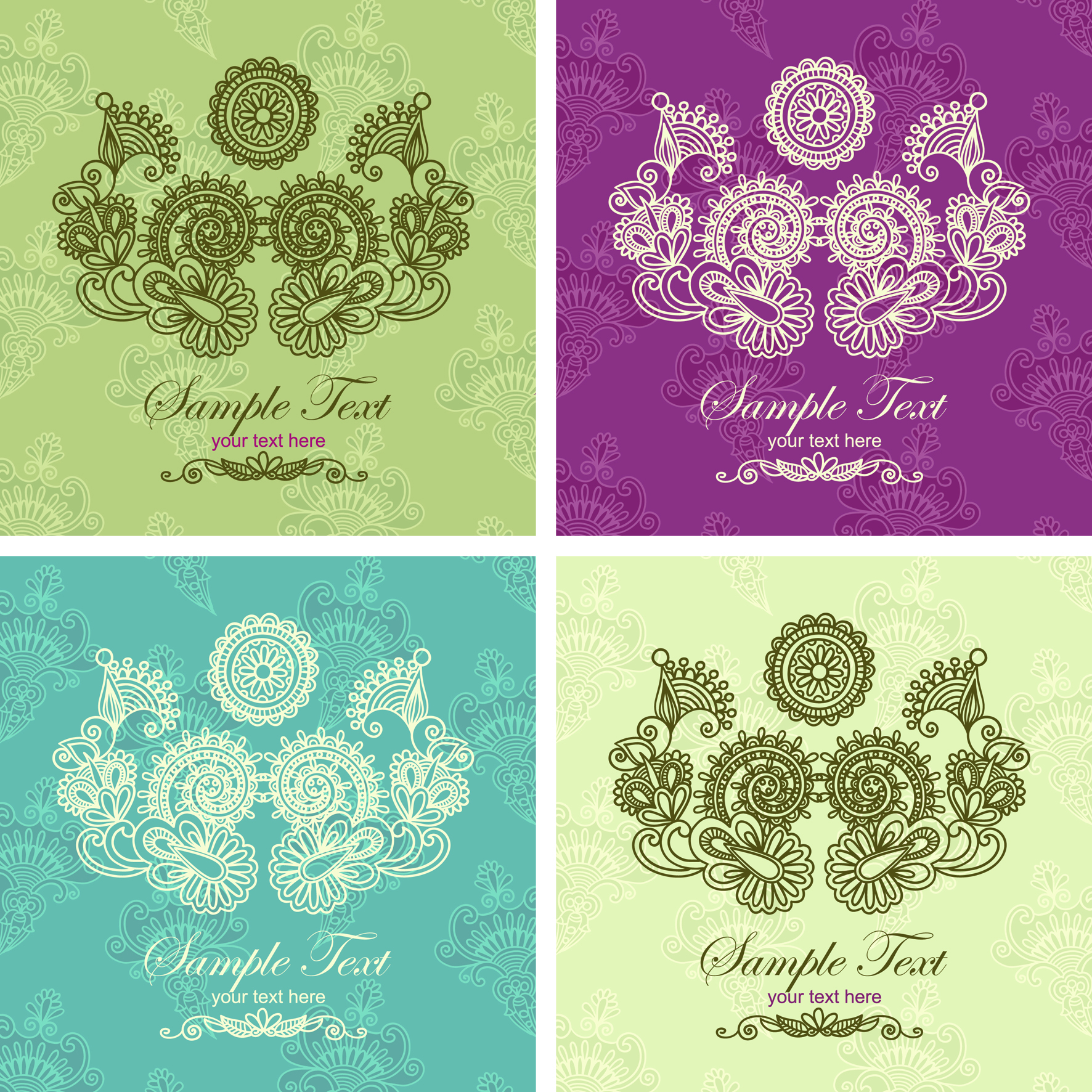 card cover background templates retro symmetric floral shapes