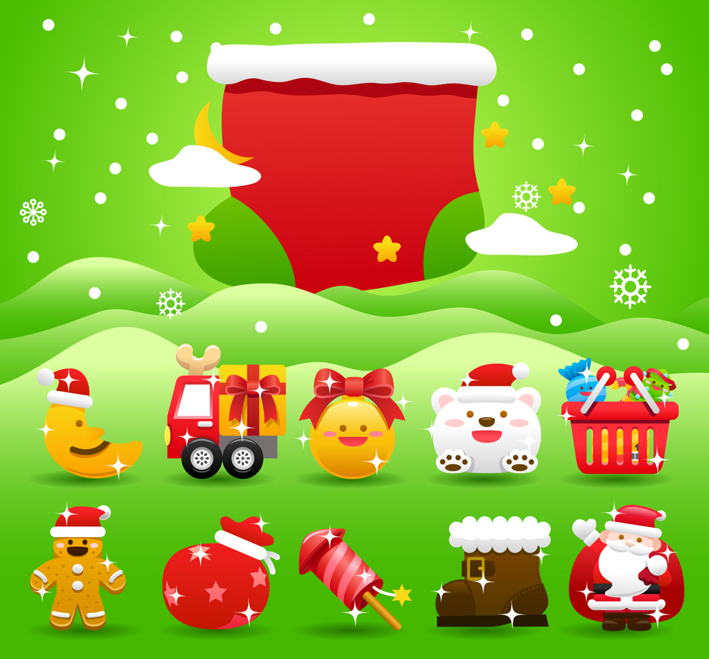 christmas background cute symbols colorful sparkling modern