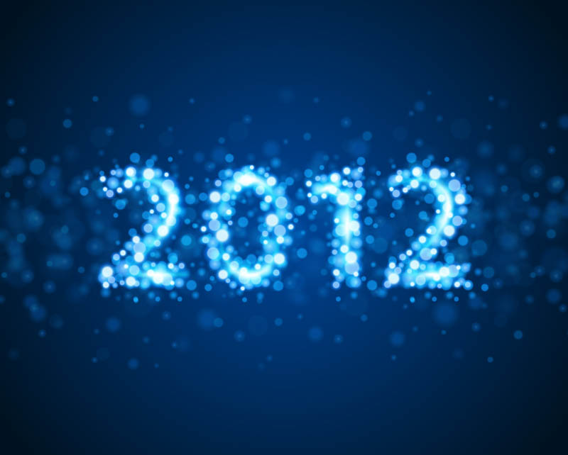 2012 new year banner bokeh sparkling light effect