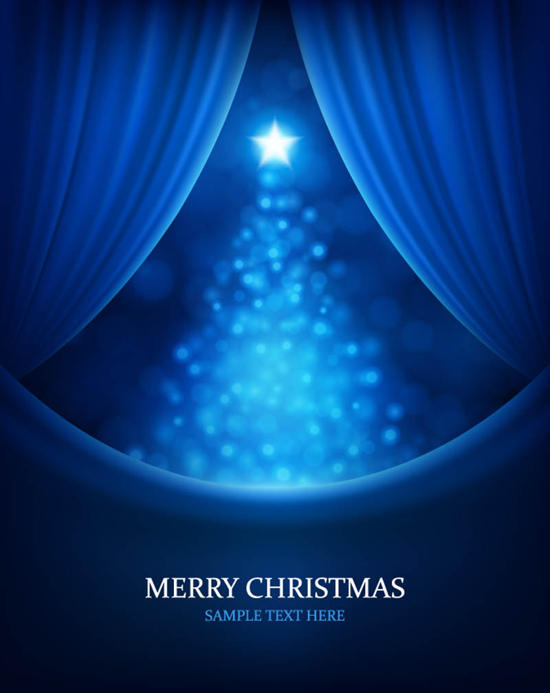 christmas banner template elegant bokeh blue stage decor