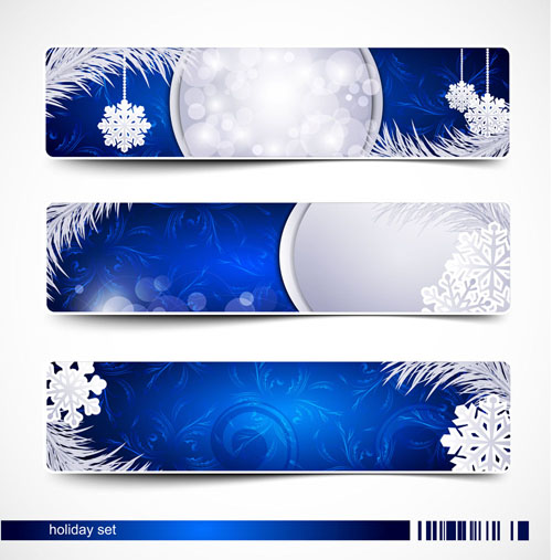 xmas banner templates elegant snowflakes leaves bokeh decor