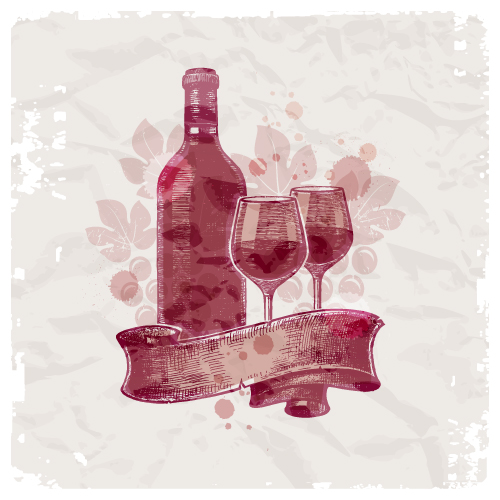 wine decor element retro grunge handdrawn symbols