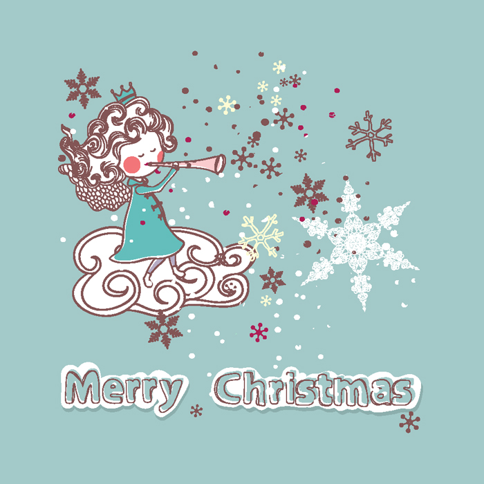 xmas card cover template handdrawn snowflakes princess sketch