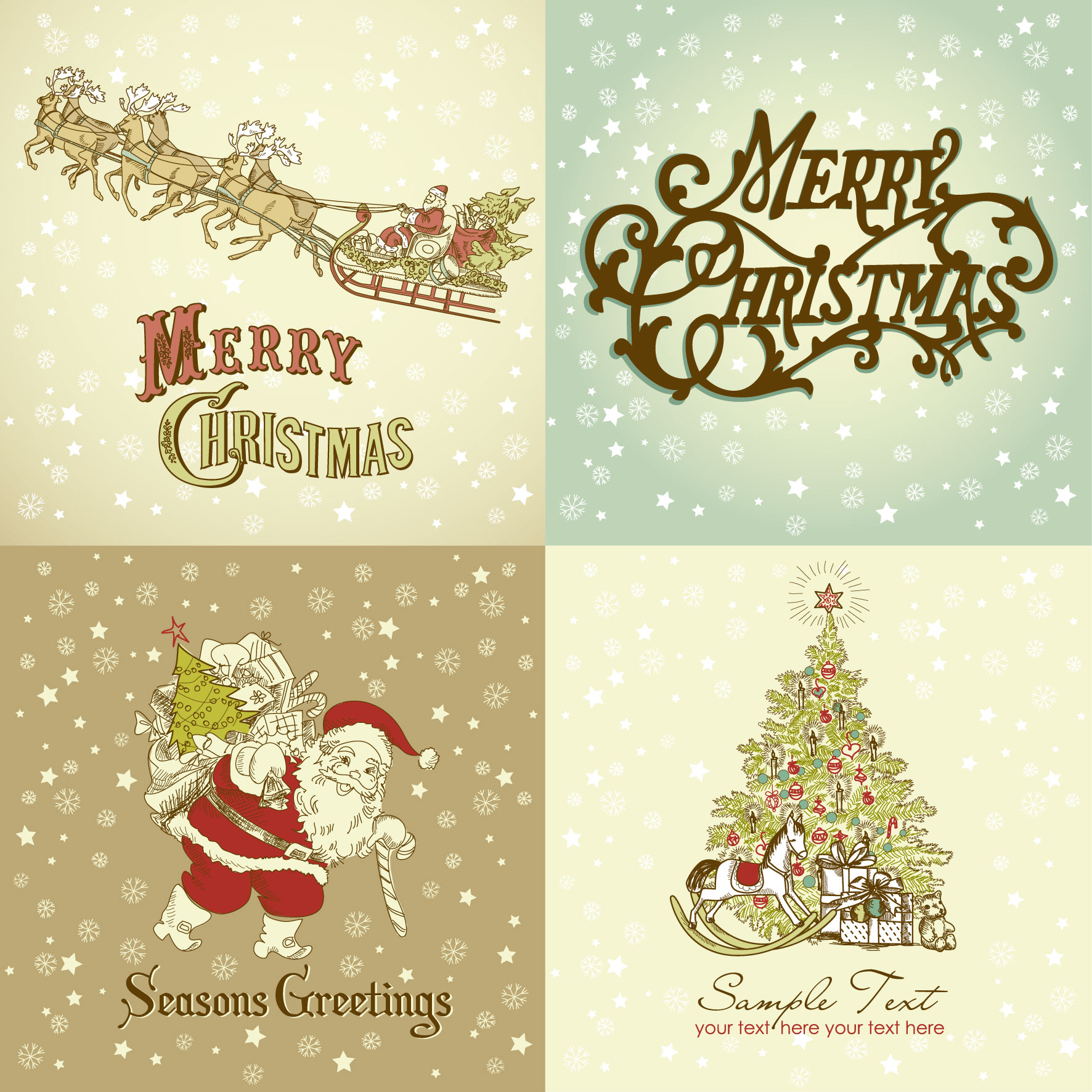 xmas card cover templates elegant retro symbols decor