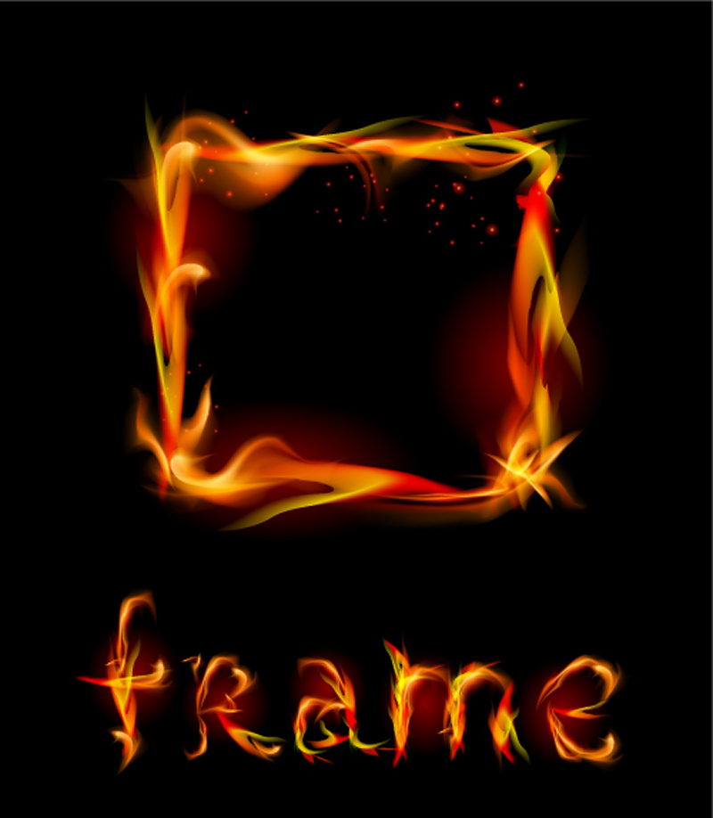 fire frame background template modern dark sparkling