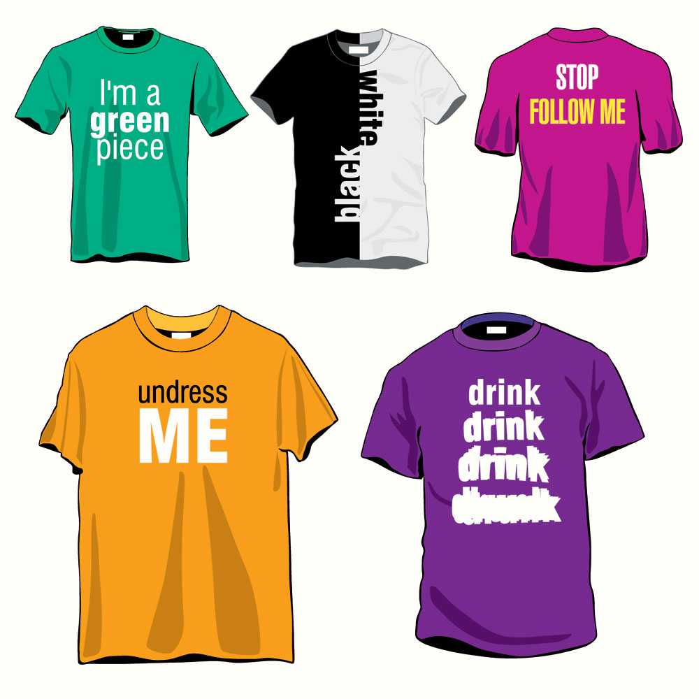 tshirt fashion templates colored simple words decor