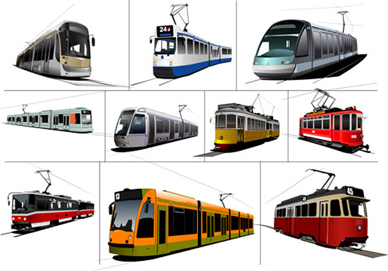 tram train icons modern 3d sketch