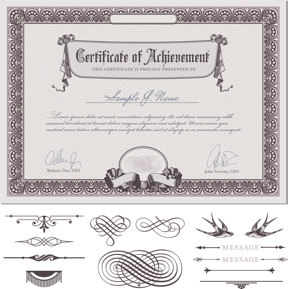 certificate decor elements symmetric shapes classical elegance