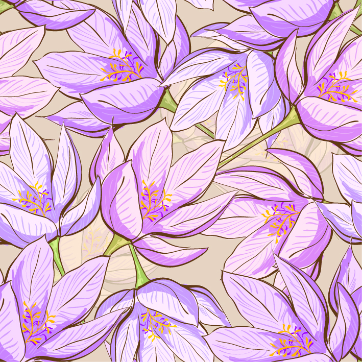 petals pattern template classical handdrawn violet decor