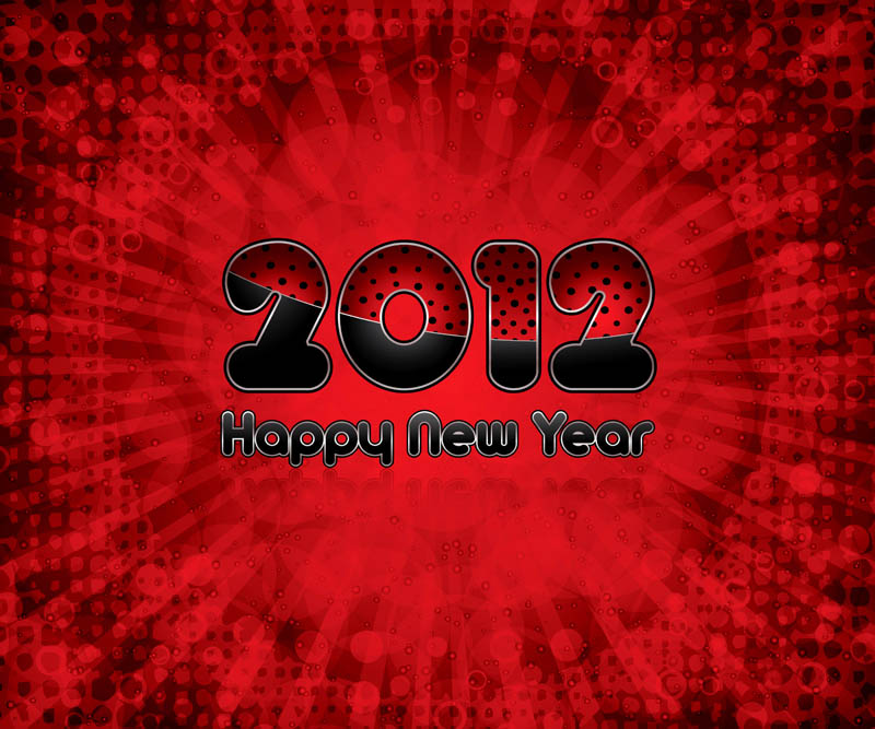 2012 new year banner red bokeh light effect