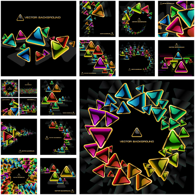 decorative background templates colorful dynamic triangles decor