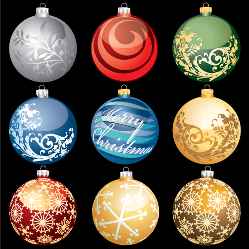 christmas ball icons shiny elegant modern design