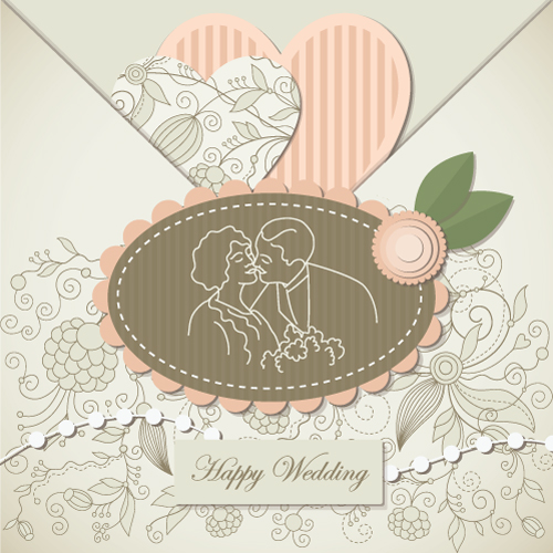 wedding card design elements classical romantic decor