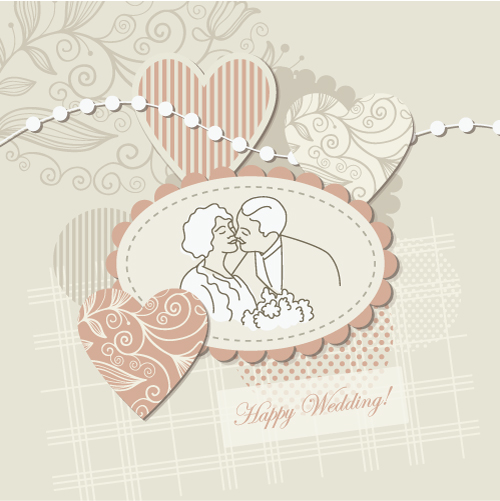 wedding background template elegant classic hearts couple sketch