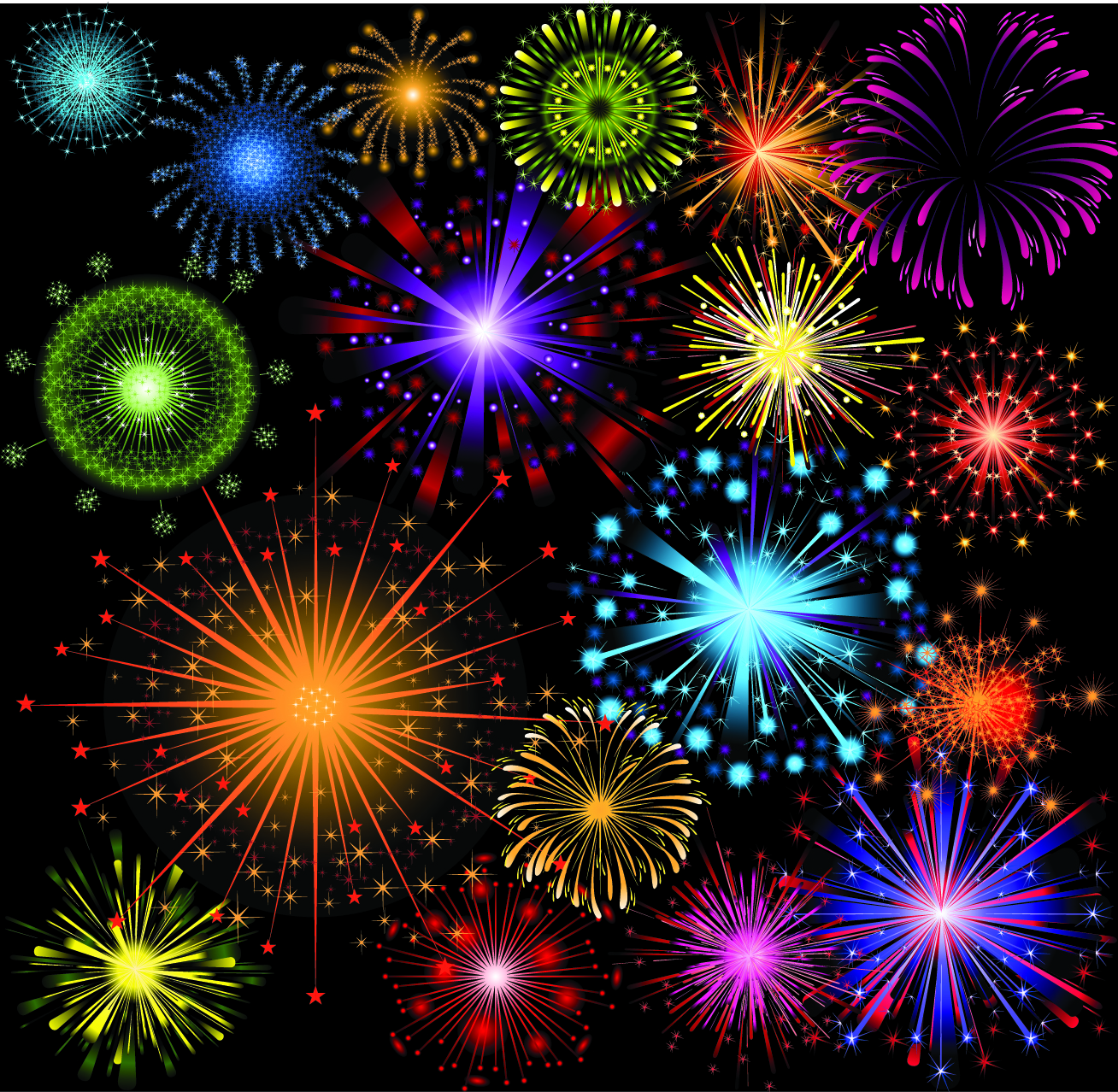 fireworks background template colorful dynamic sparkling decor