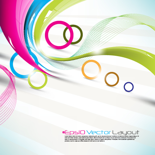 decorative background template bright modern colorful circles curves