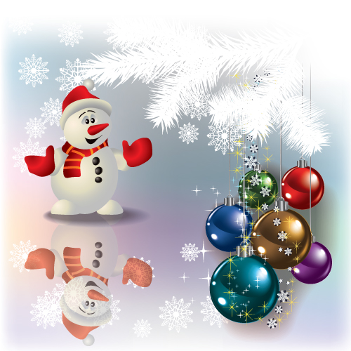 christmas background template modern snowman baubles decor