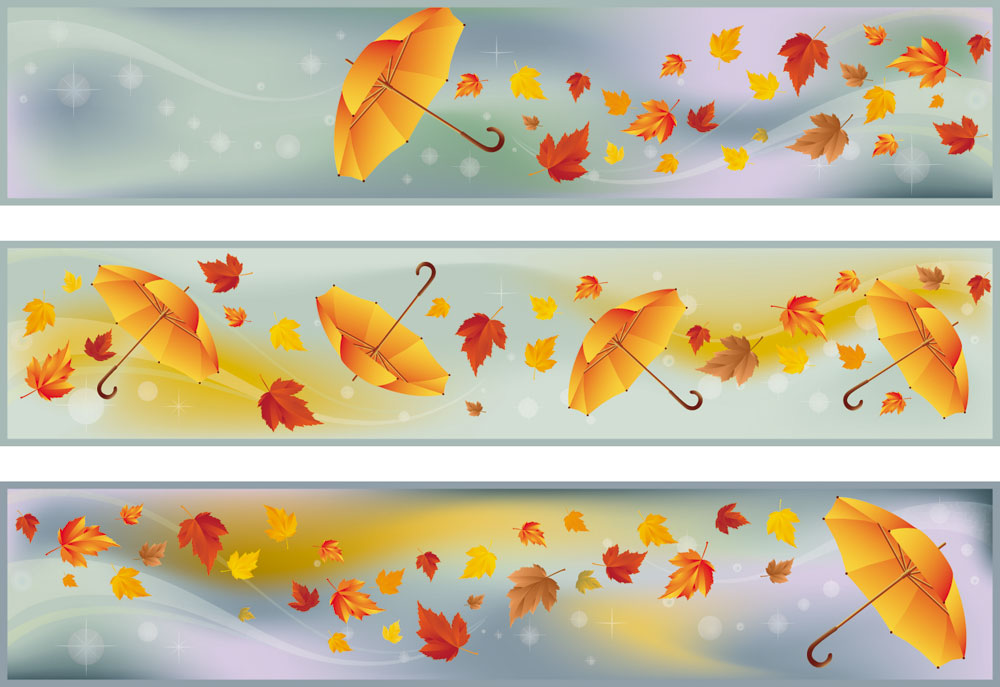 autumn background templates dynamic leaves umbrella sketch