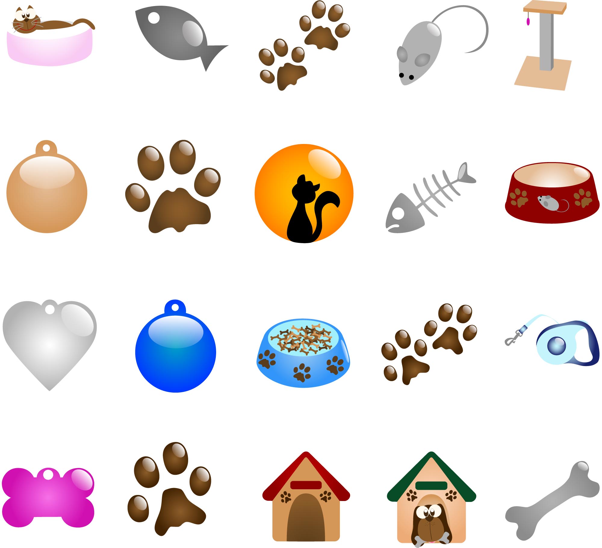 pet design elements shiny modern design animals symbols