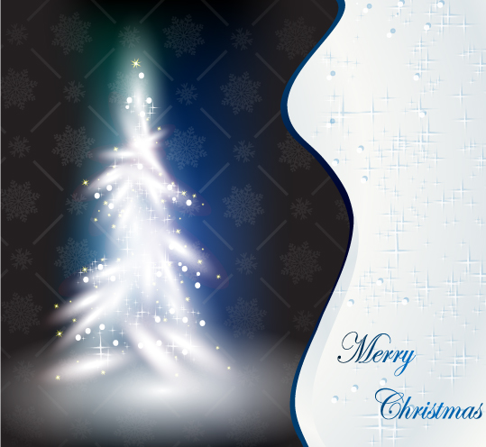 christmas background template sparkling fir tree contrast design