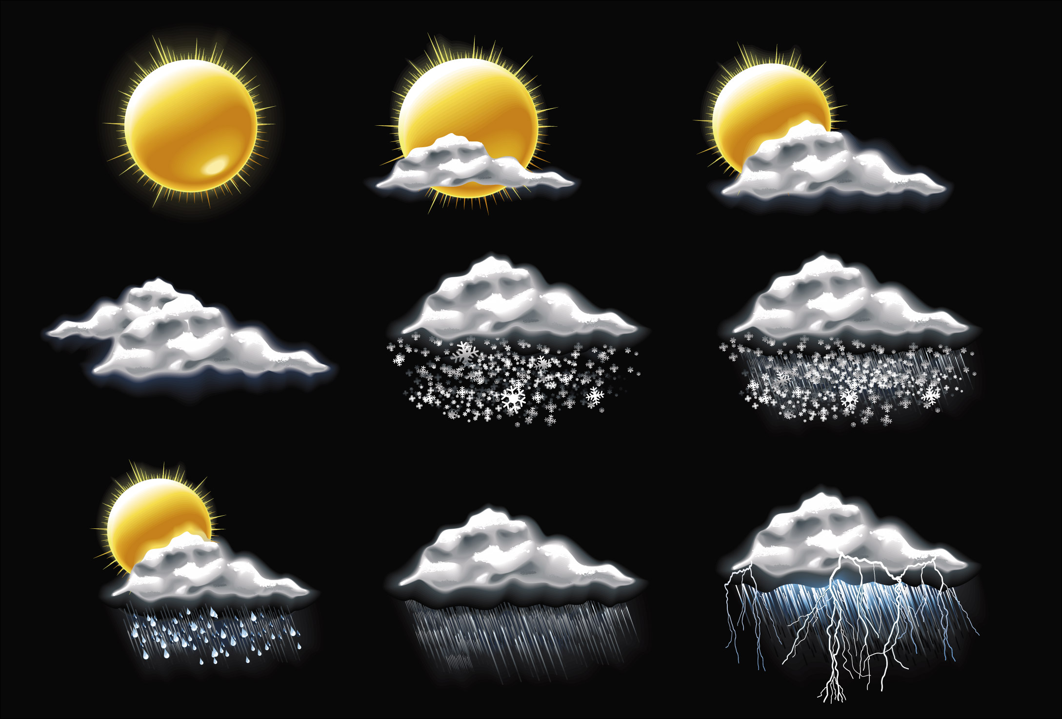 weather forecast elements modern meteorological symbols sketch