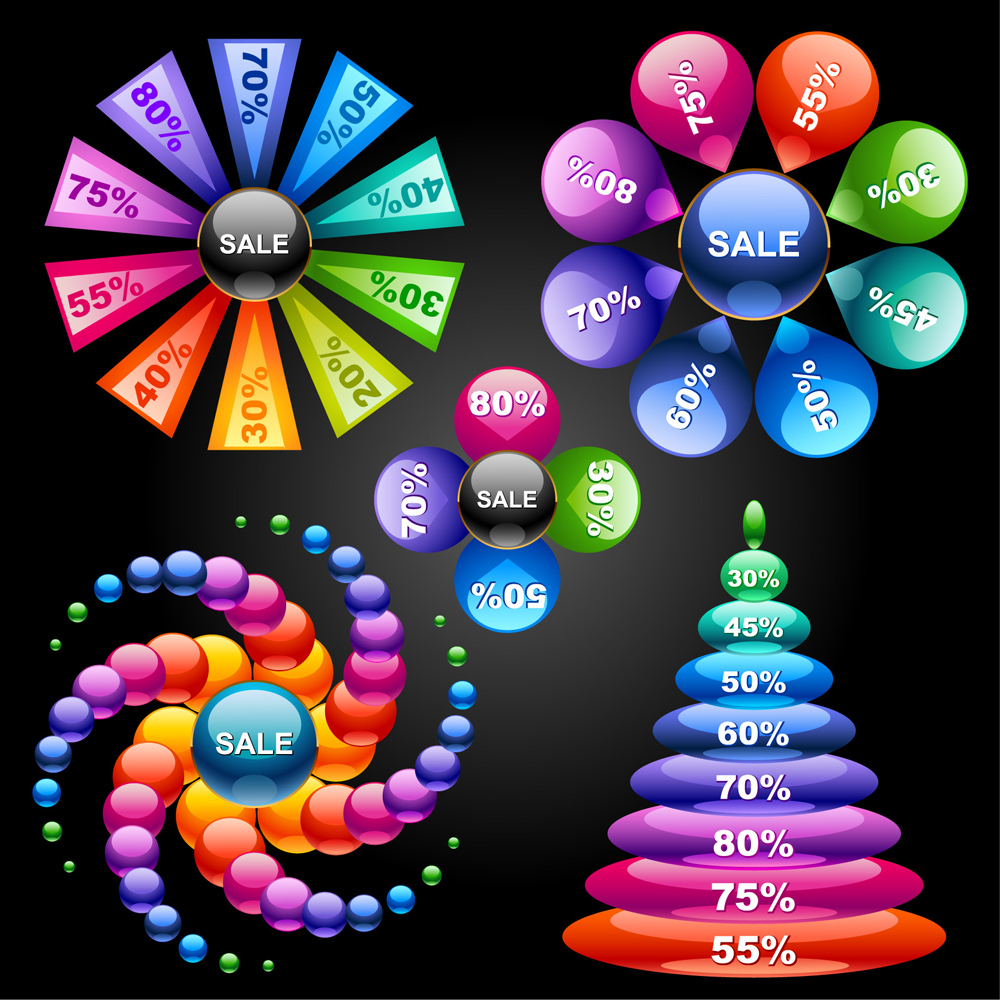 sales infographic elements colorful modern geometric shapes