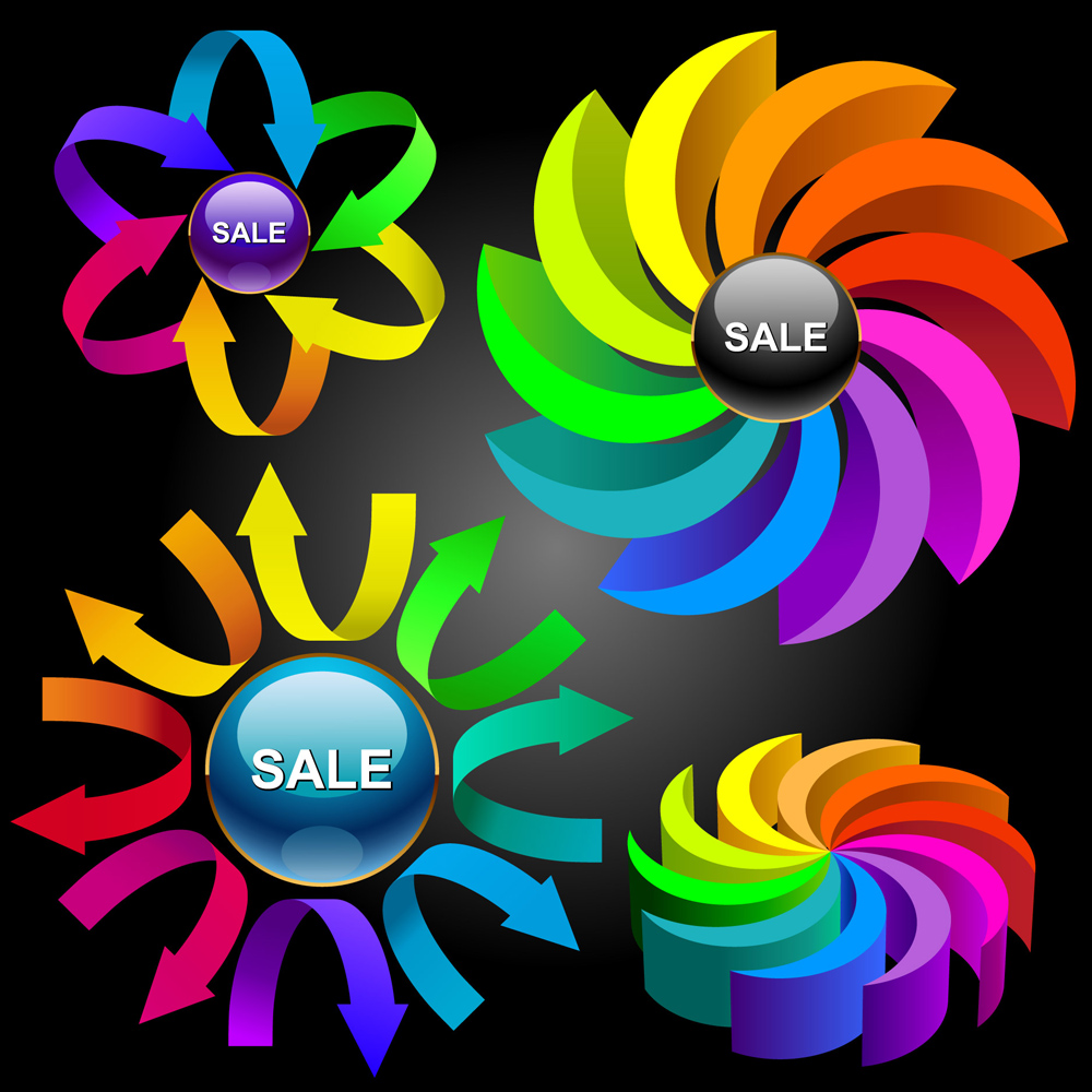 sale infographic elements colorful 3d symmetry twist shapes