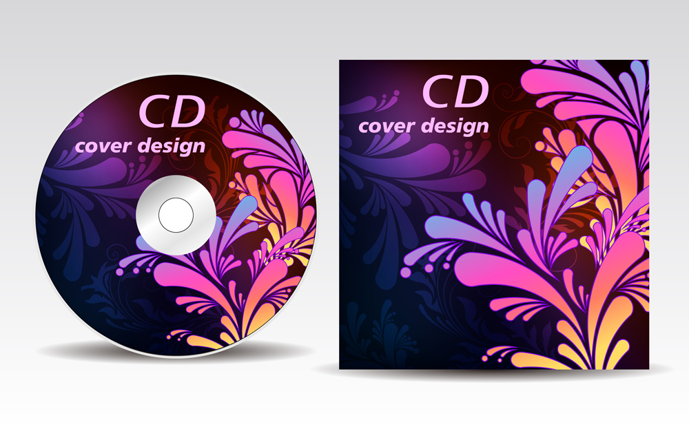 compact disc cover templates dark colored floral decor