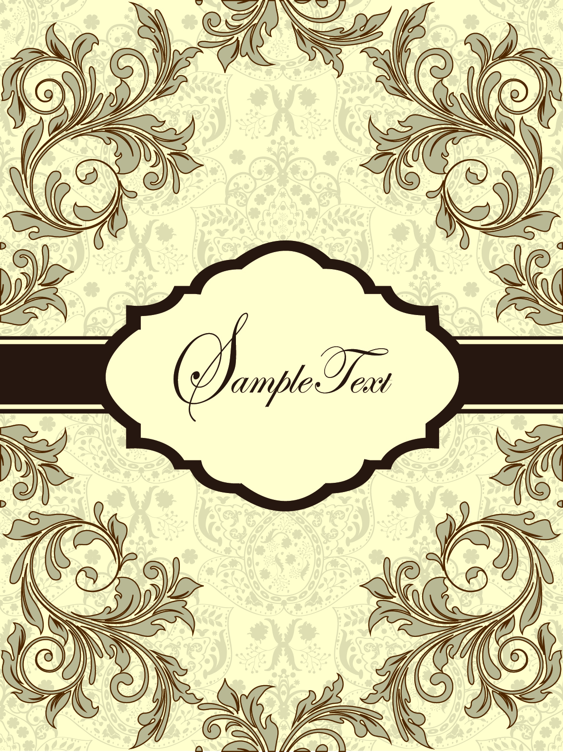 decorative card cover template elegant classical symmetric floral