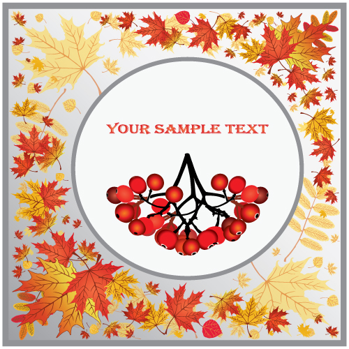 autumn background template bright elegant leaves fruit decor