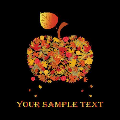 autumn background template leaves decor apple shape layout