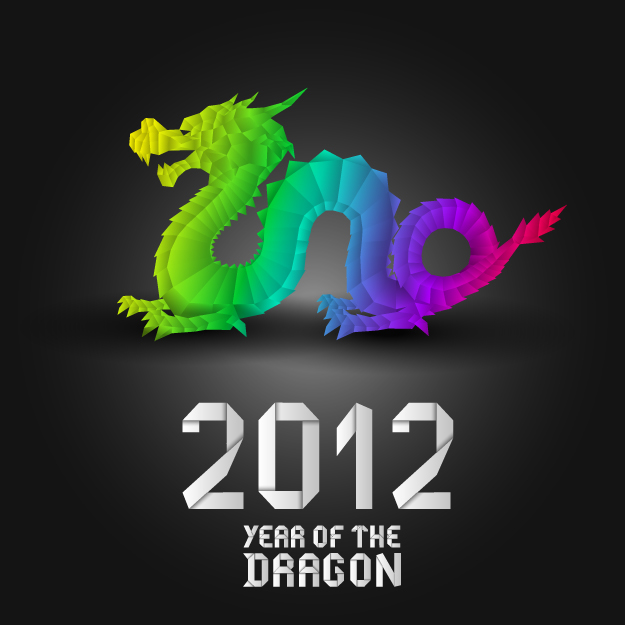 2012 new year banner template modern eastern dragon