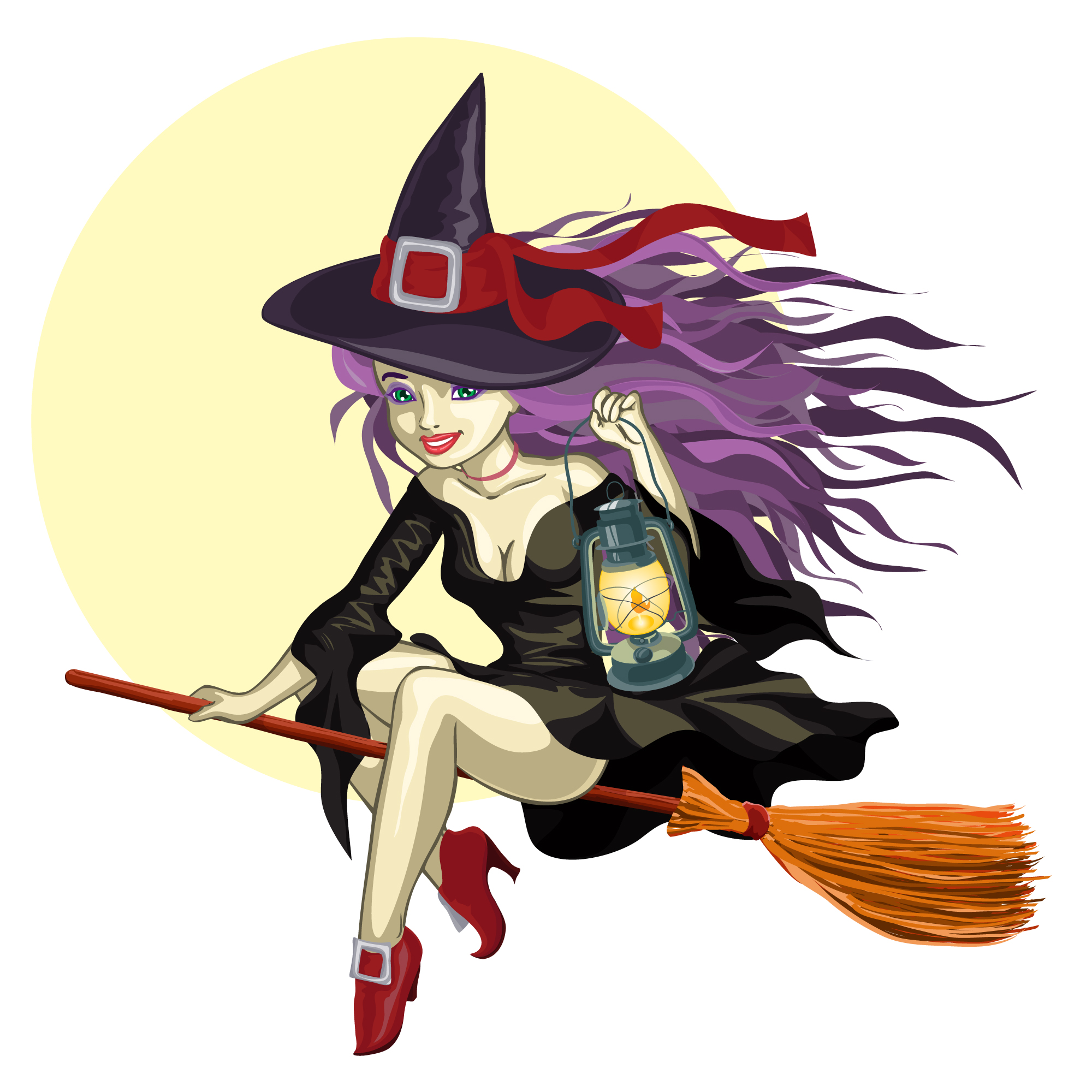 witch icon attractive lady sketch cartoon character