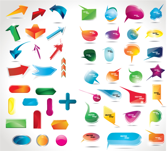 decorative elements collection shiny modern colorful shapes sketch