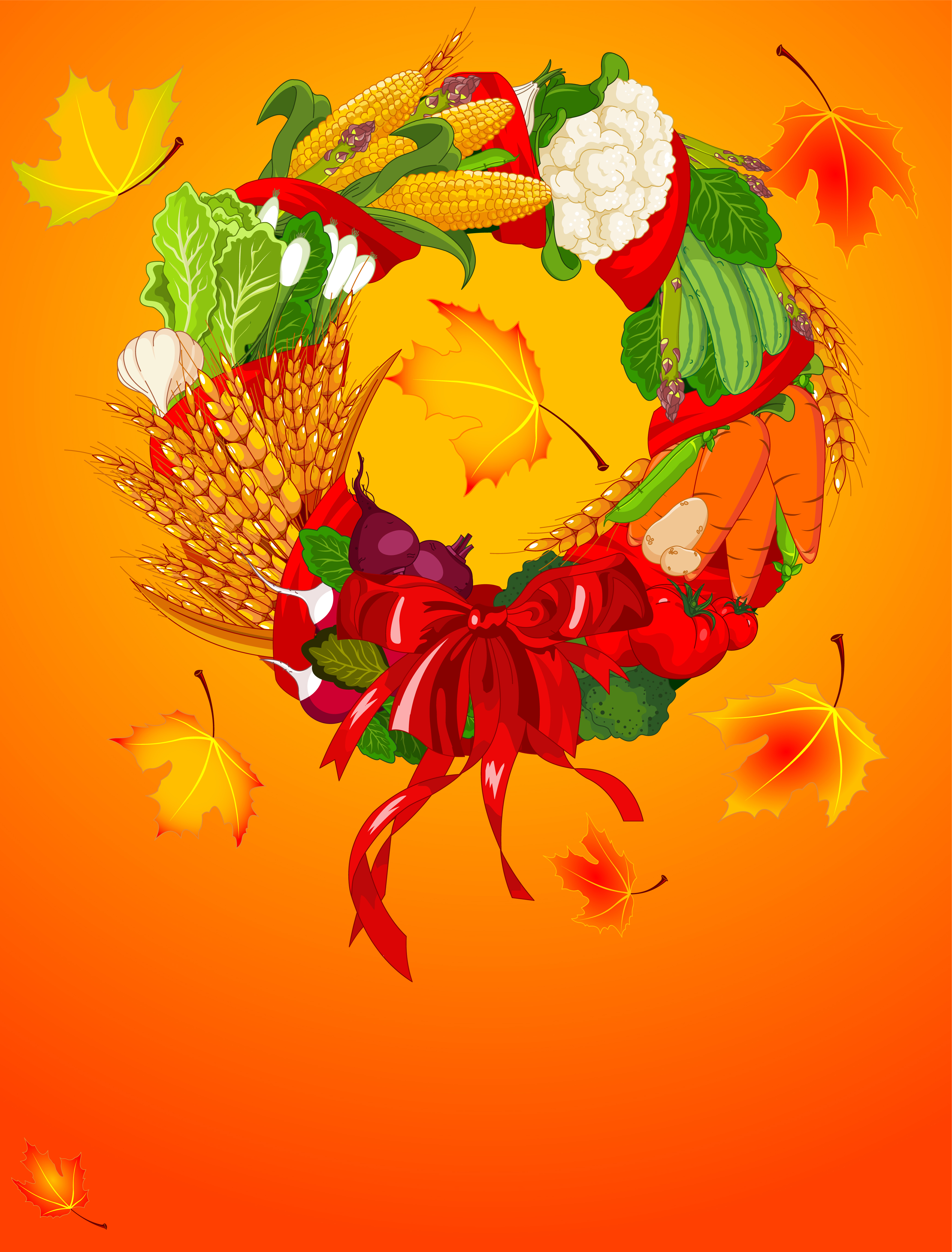 autumn background vegetables wreath leaves decor elegant decor