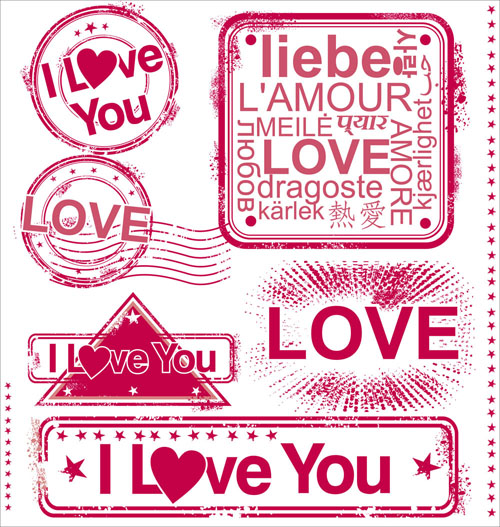 love stamps templates romantic retro shapes texts decor