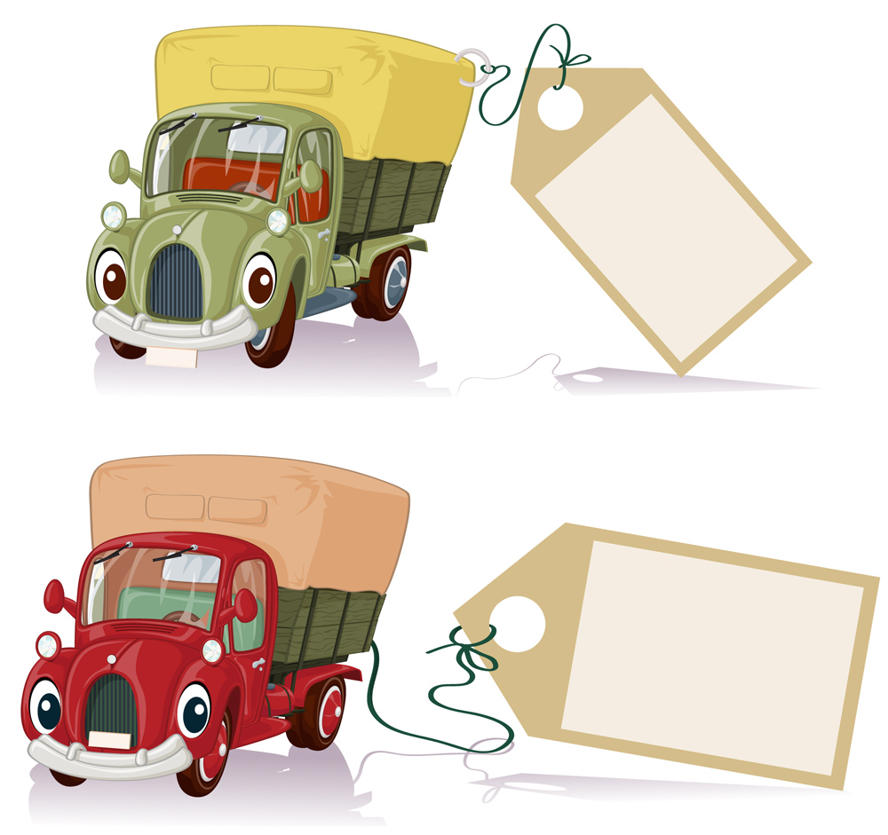 shipping tag templates stylized truck sketch