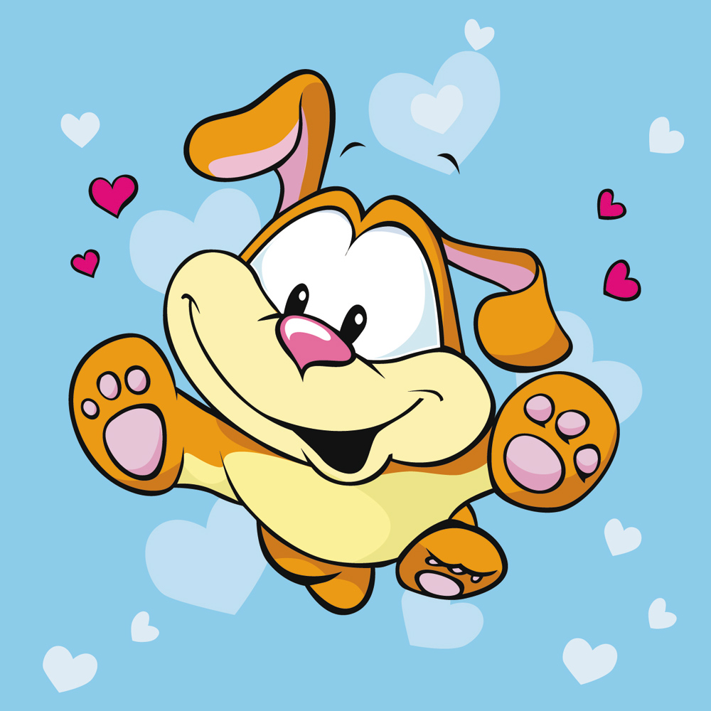 joyful puppy background cute cartoon sketch bright colorful