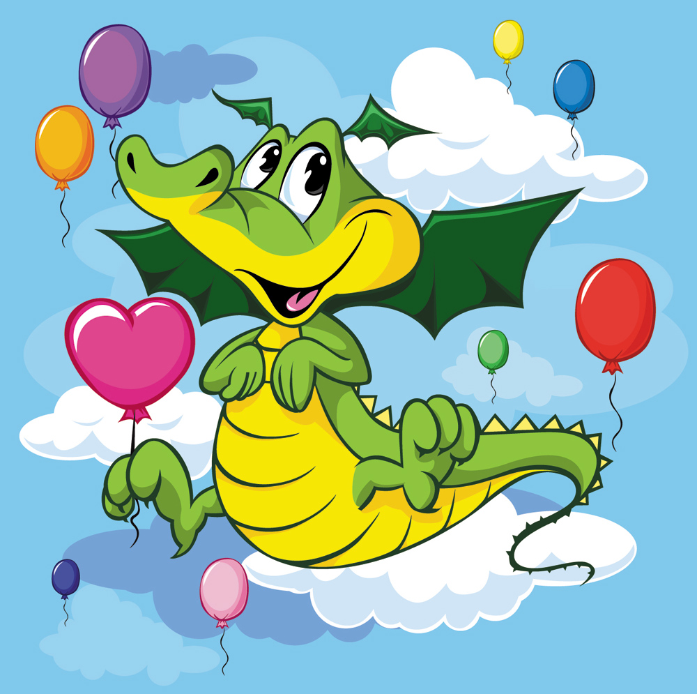 dragon background cute cartoon sketch colorful bright