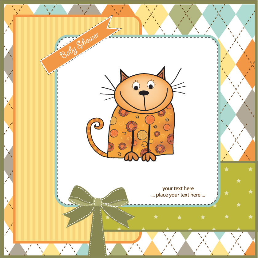 gift cover template elegant geometry cute cat sketch