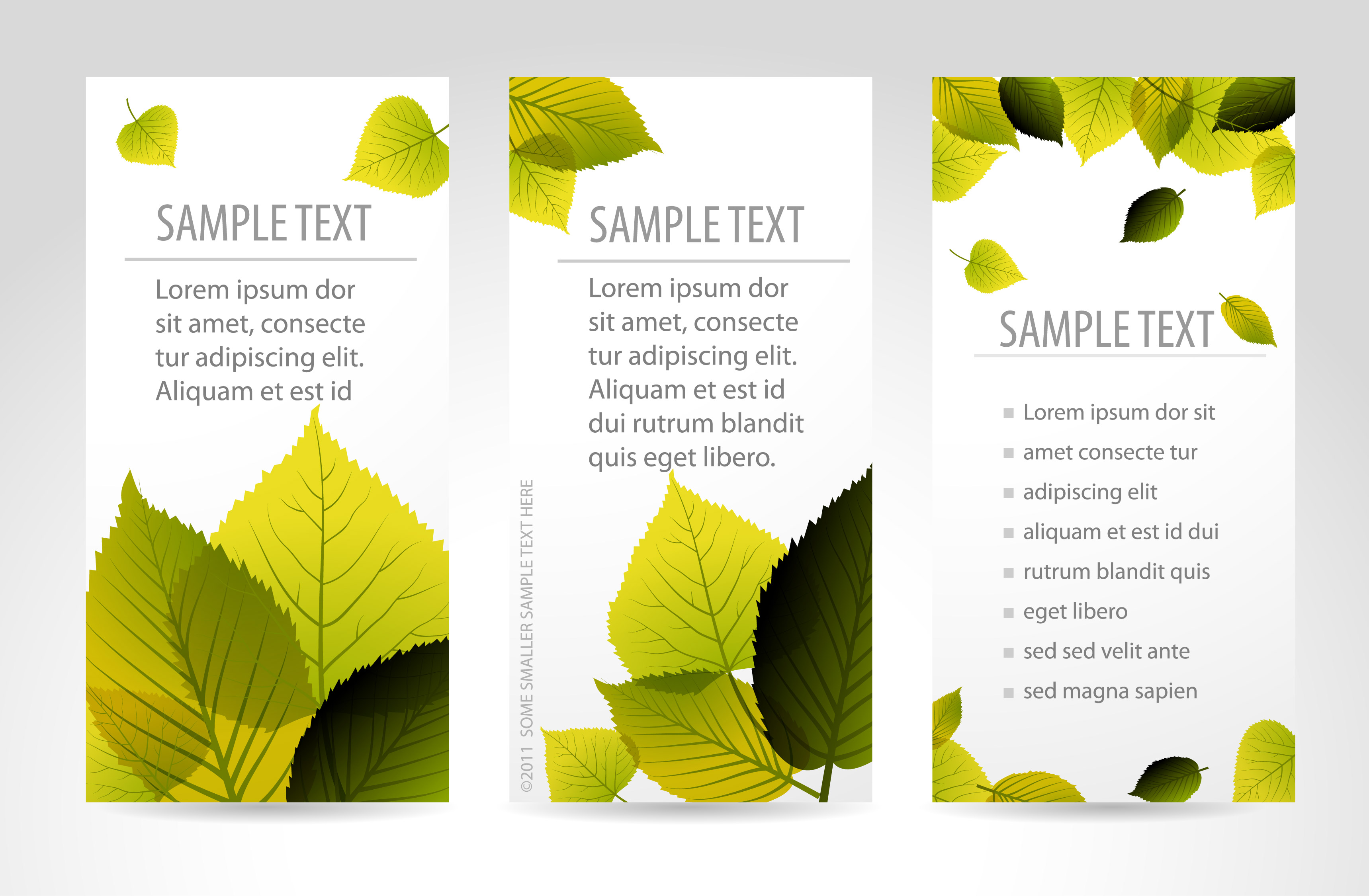 autumn banner templates bright elegant green leaves decor