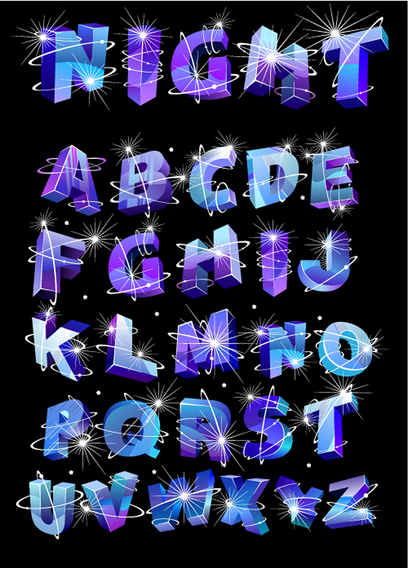 alphabet background dynamic sparkling 3d violet decor