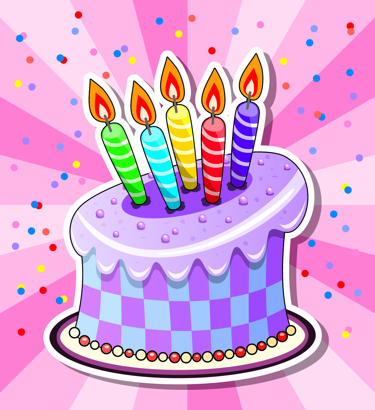 birthday background template colorful handdrawn candles cake sketch