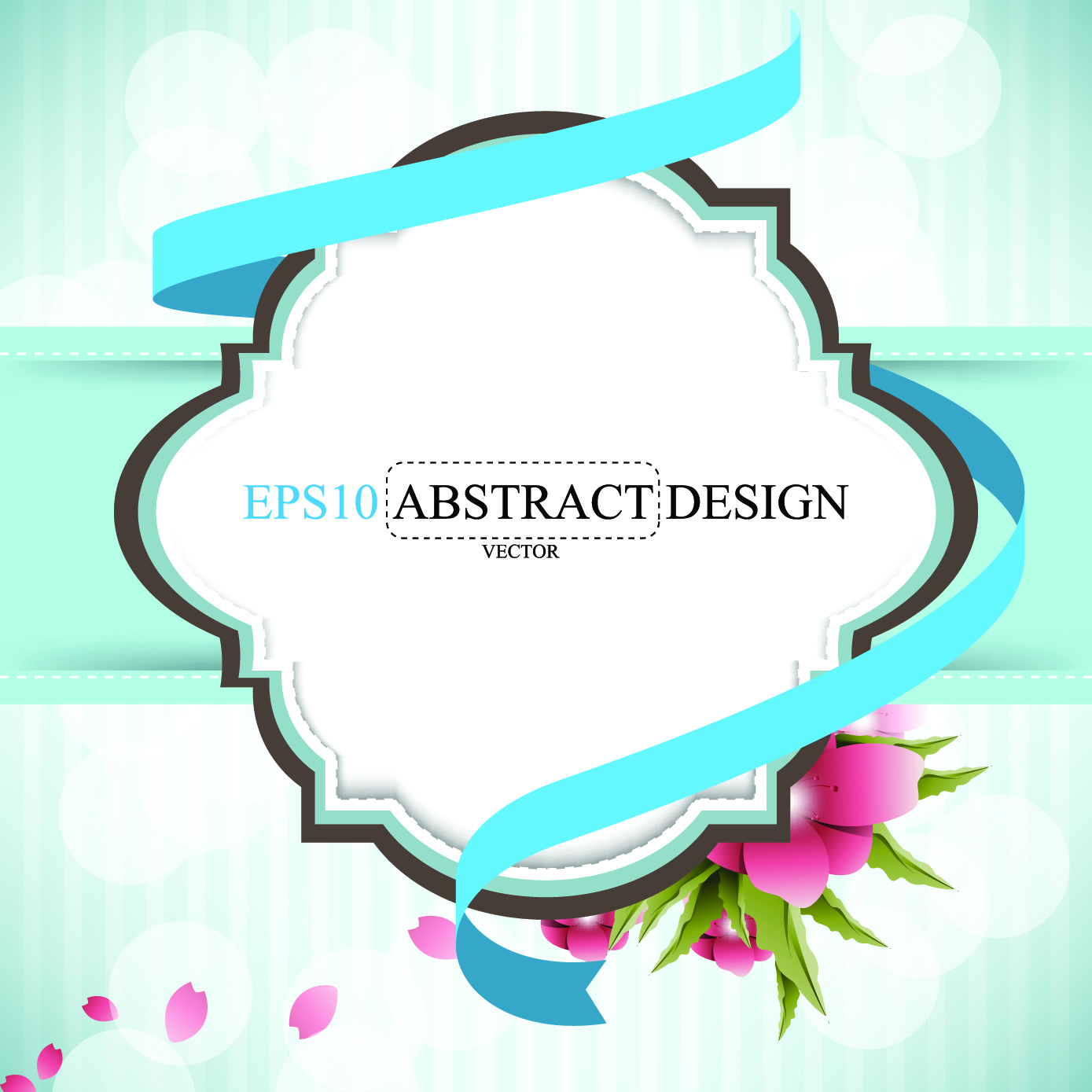 decorative background template elegant ribbon sticker botany sketch