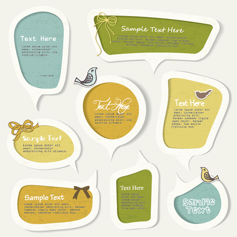 decorative stickers templates flat papercut speech bubbles shapes