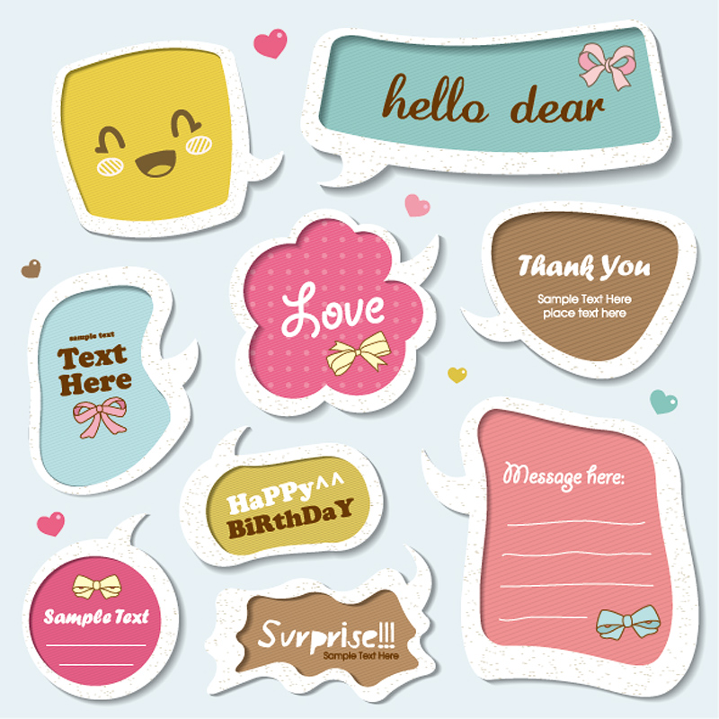 decorative stickers templates cute flat papercut shapes