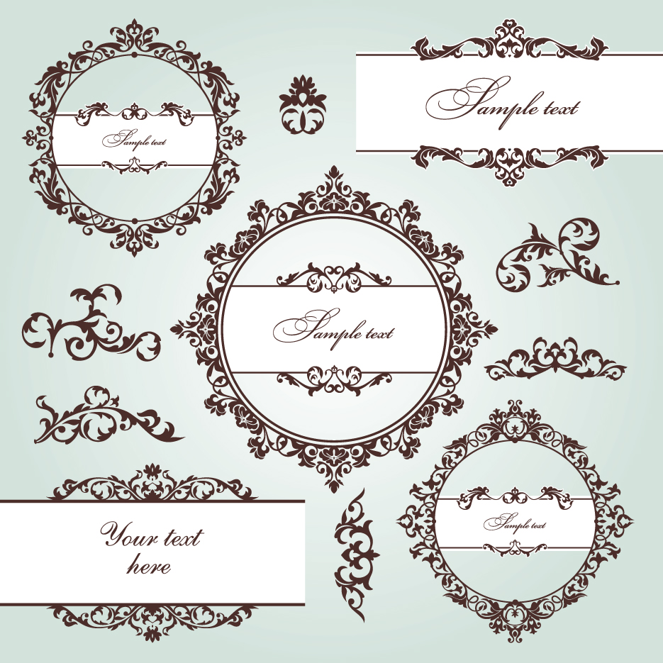 decorative elements templates elegant european classical symmetric curves