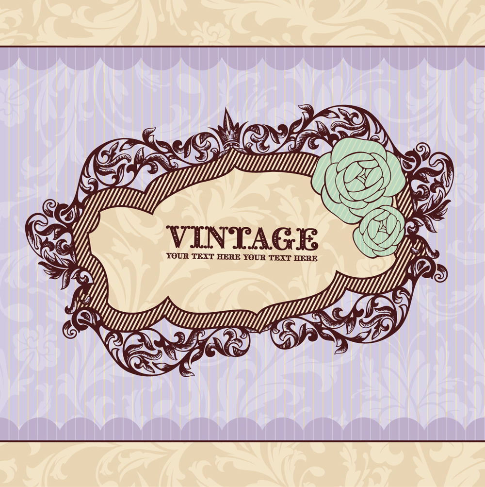 decorative cover template elegant retro symmetric frame